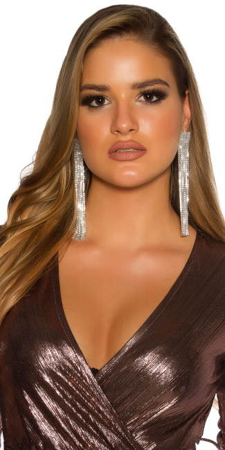 earrings with rhinestones Silver